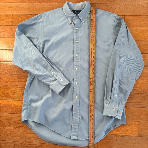 Ralph Lauren Button Down‎ Shirt Mens XL Chambray Blue Thick Cotton Pony - Picture 7 of 8